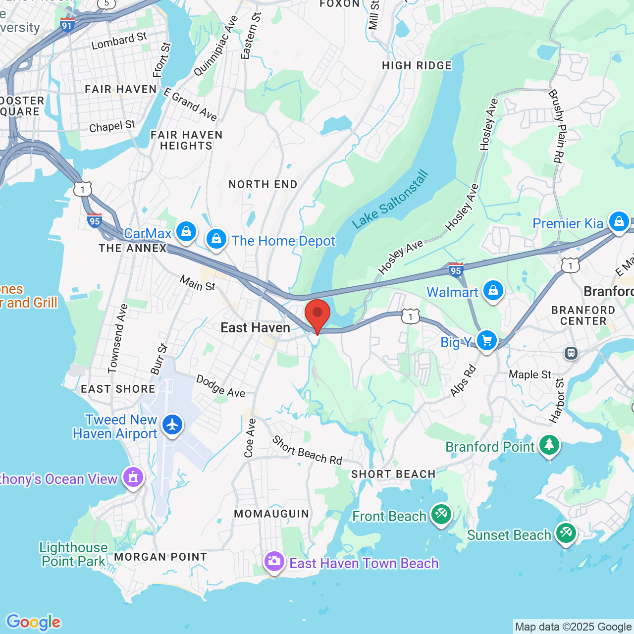 Google map image of our location in 16 Main St East Haven, CT