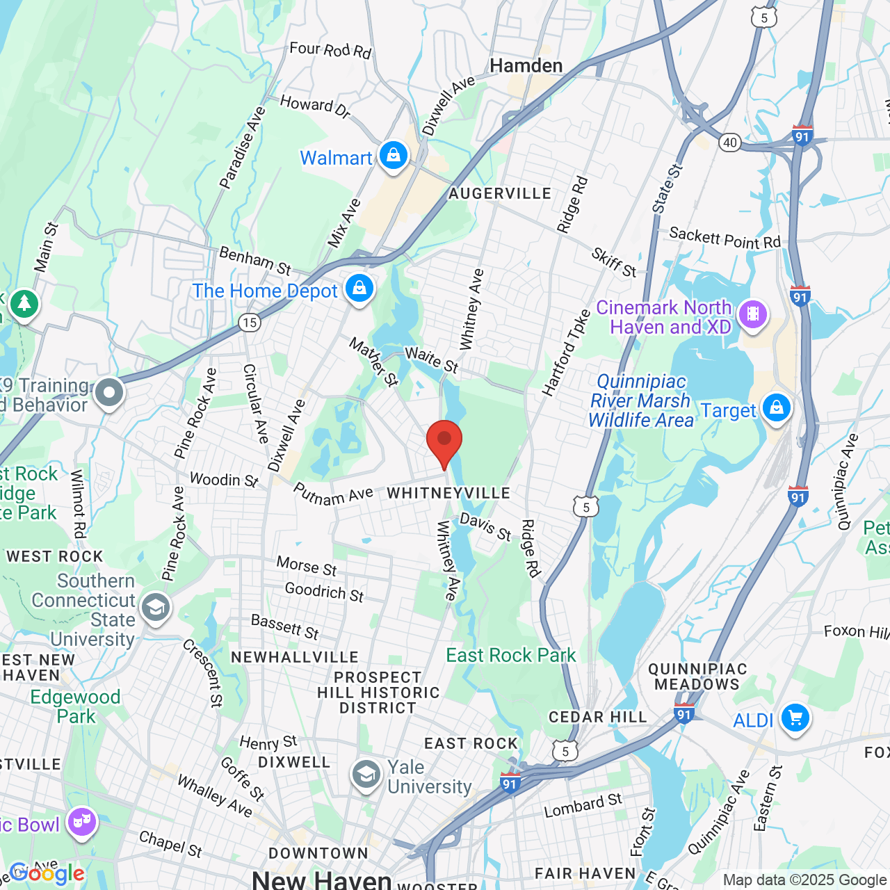 Google map image of our location in 1240 Whitney Ave Hamden, CT